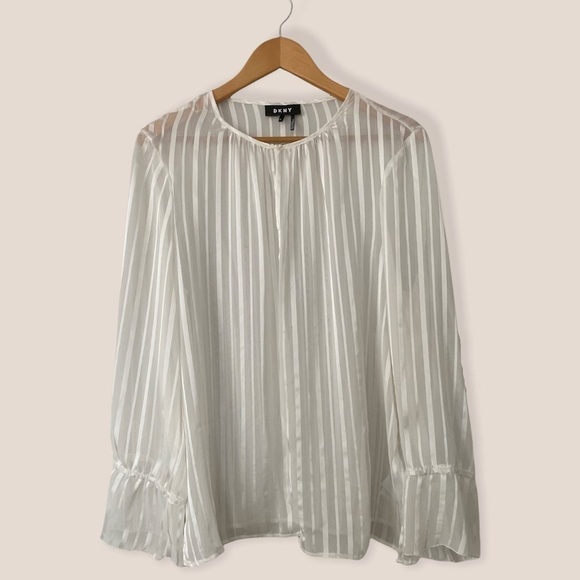 DKNY Sheer Bell Sleeve Blouse - Picture 3 of 15